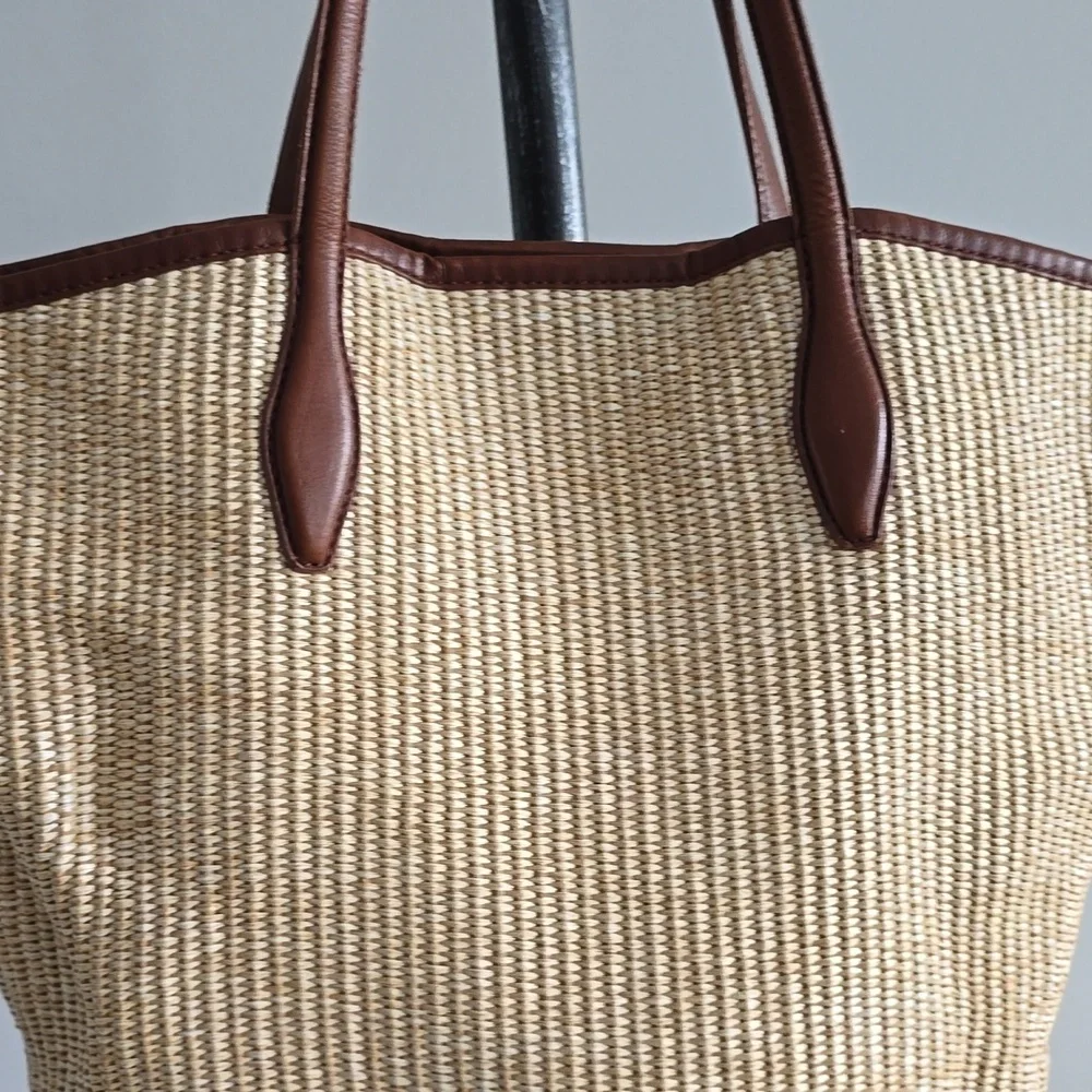 Madewell The Leather-Trimmed Straw Tote In Rustic Twig Multi - Picture 6 of 15